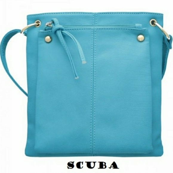 Moda Handbags - Double Zipper Faux Leather Crossbody Bag